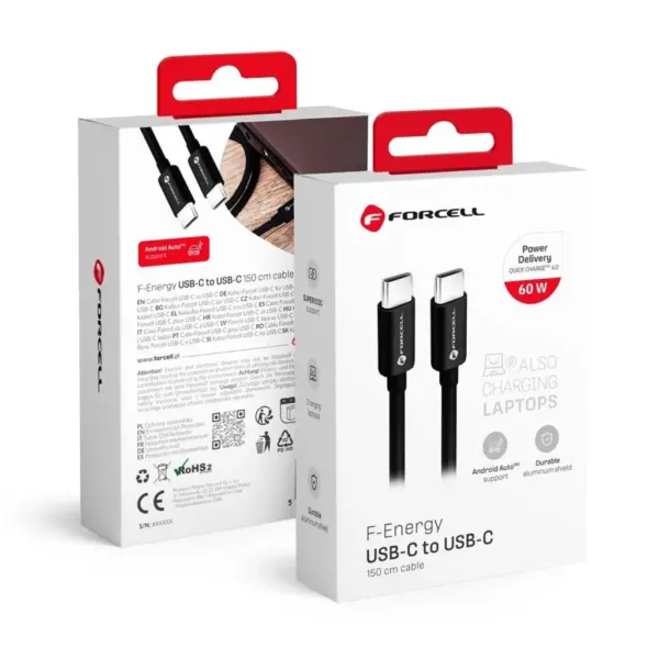 FORCELL F-ENERGY C338 cable Type C to Type C 60W black
