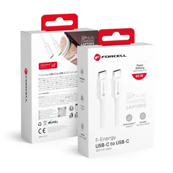 FORCELL F-ENERGY C338 cable Type C to Type C 60W white
