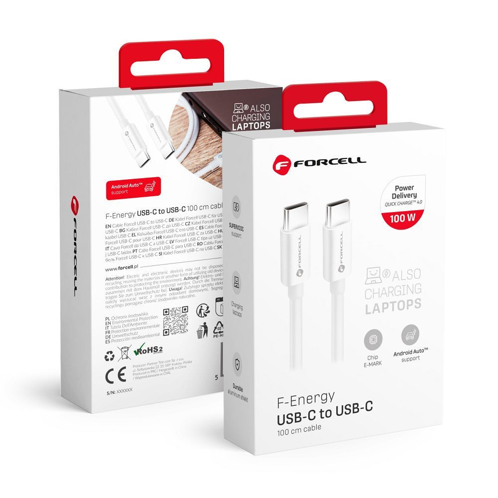 FORCELL F-ENERGY C339 cable Type C to Type C 100W white