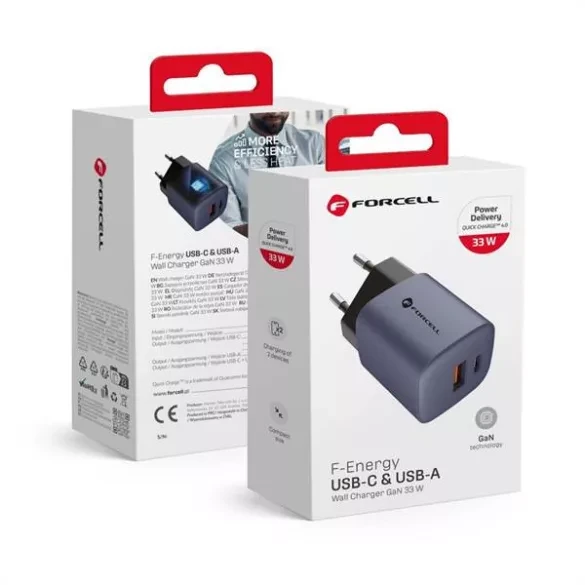 FORCELL F-ENERGY GaN VT-31 Type C + USB A cargador rápido 33W